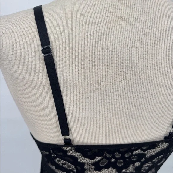 Black Lace‎ Lingerie Slip Front Zip Sheer Floral Chemise Medium - Picture 5 of 8